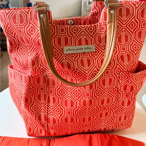 Petunia Pickle Bottom Handbags - Petunia Pickle Bottom Red Geometric Baby Bag